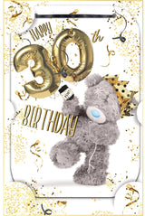 Bear With Balloons 3D Photo Finish Keepsake 30th Birthday Card