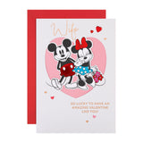 Romantic Hearts Design Disney Mickey and Minnie Mouse Wife Valentine's Day Card