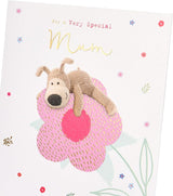 Mum Birthday Card Boofle Laying on a Big Flower 