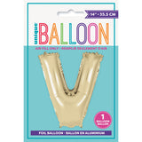 Gold Letter V Shaped Foil Balloon 14"
