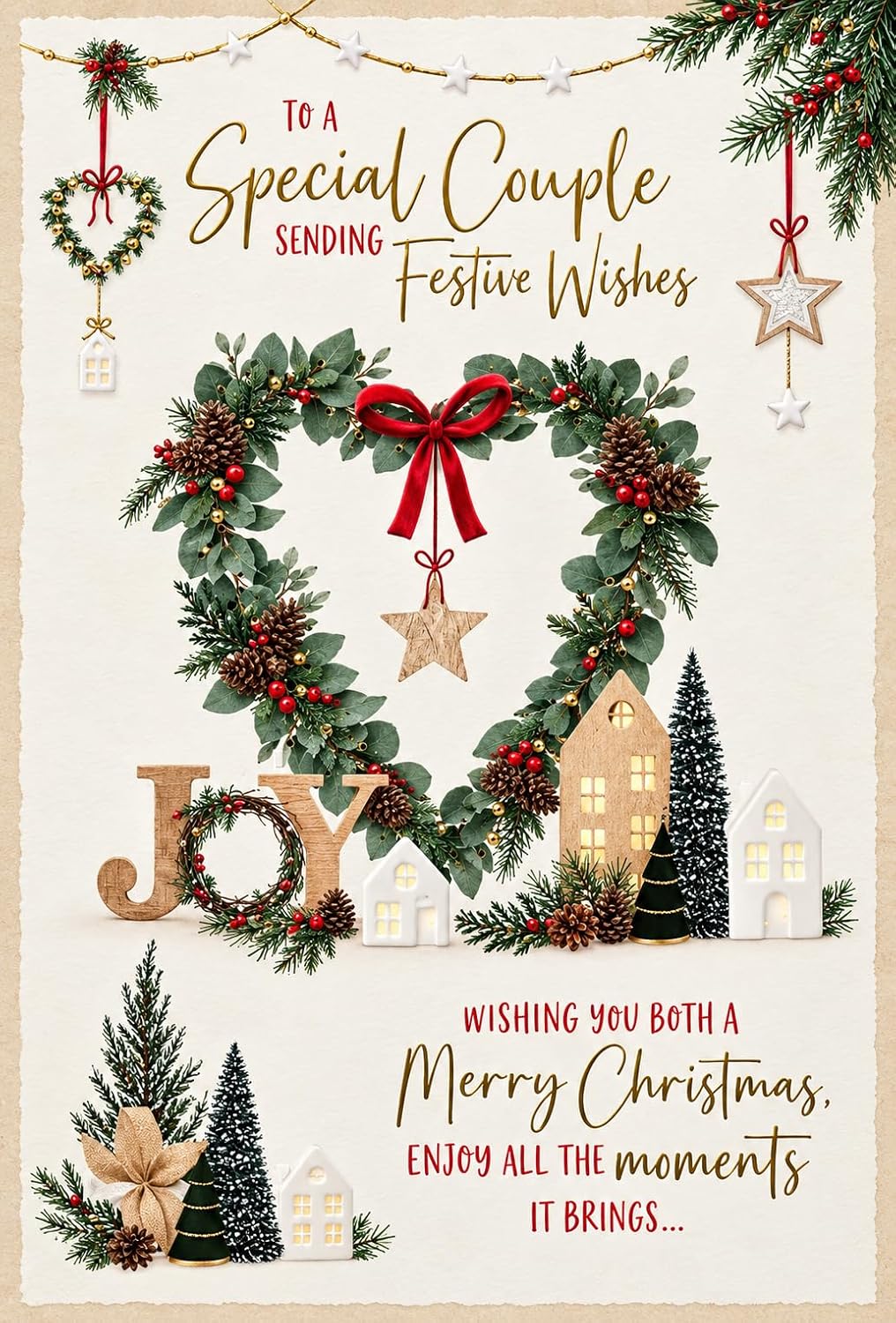 Heart Wreath Design Special Couple Christmas Card