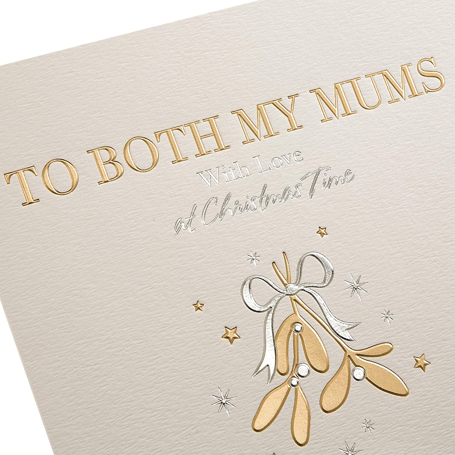 Christmas Studio Card for 'Both My Mums' with Simple Gold Foiled Design {DC}