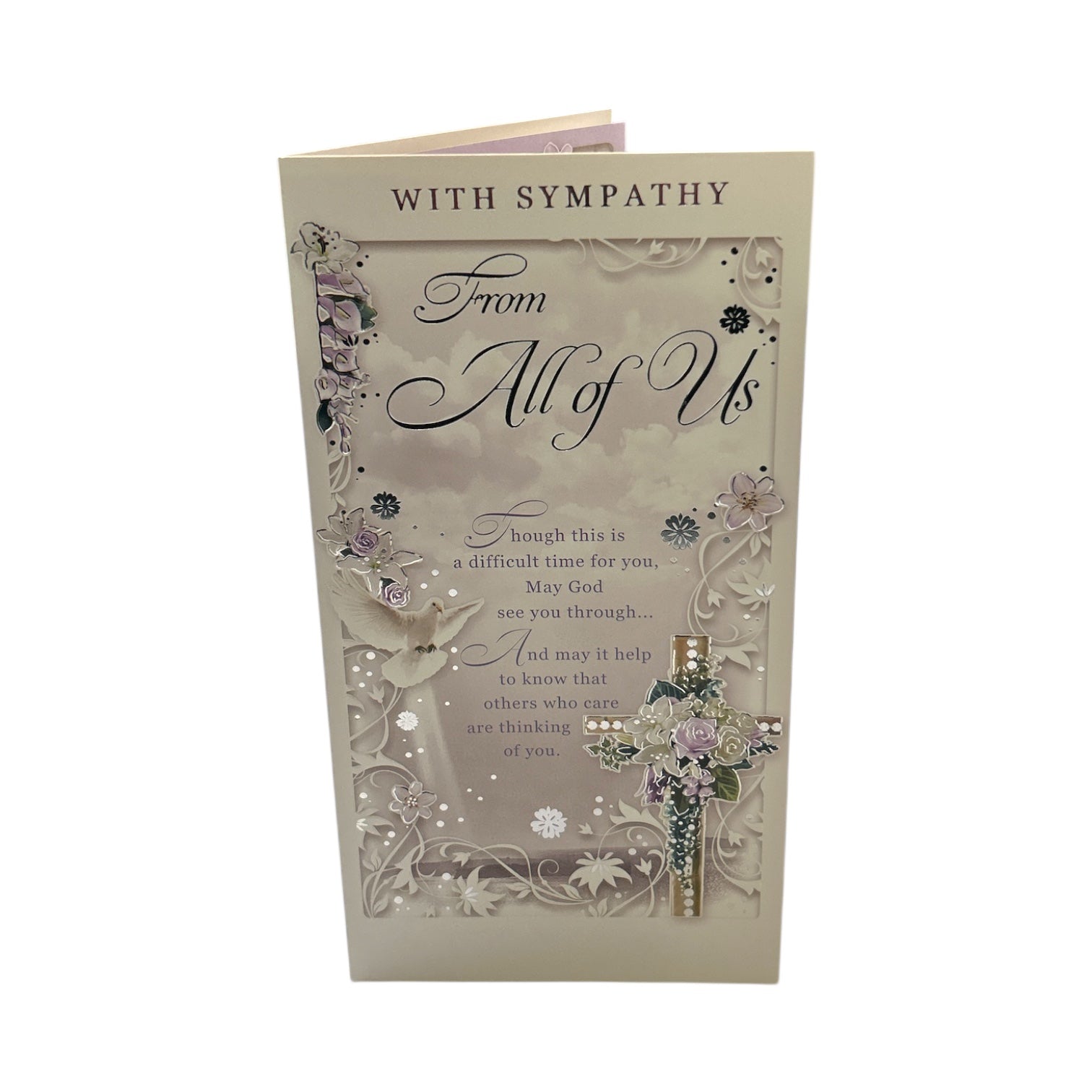From All of Us Religious Cross Design Sympathy Opacity Card