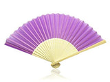 Purple Fabric Hand Held Bamboo Wooden Fan