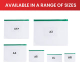 Pack of 12 A5 Clear Zippy Bags with White Zip