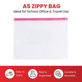 Pack of 12 A5 Clear Zippy Bags with Purple Zip