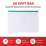 Pack of 12 A6 Clear Zippy Bags with Grey Zip