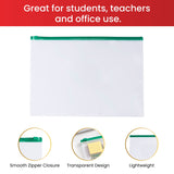 Pack of 12 A6 Clear Zippy Bags with Green Zip