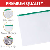 Pack of 12 A6 Clear Zippy Bags with Green Zip