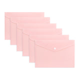 Pack of 12 A4 Light Pastel Pink Soft Touch Plastic Document Wallets with Button Closure