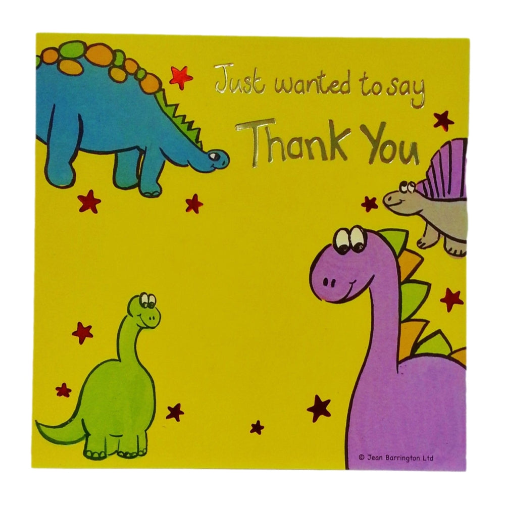 Pack of 10 Thank You Dinosaur Design Card Sheets with Envelopes