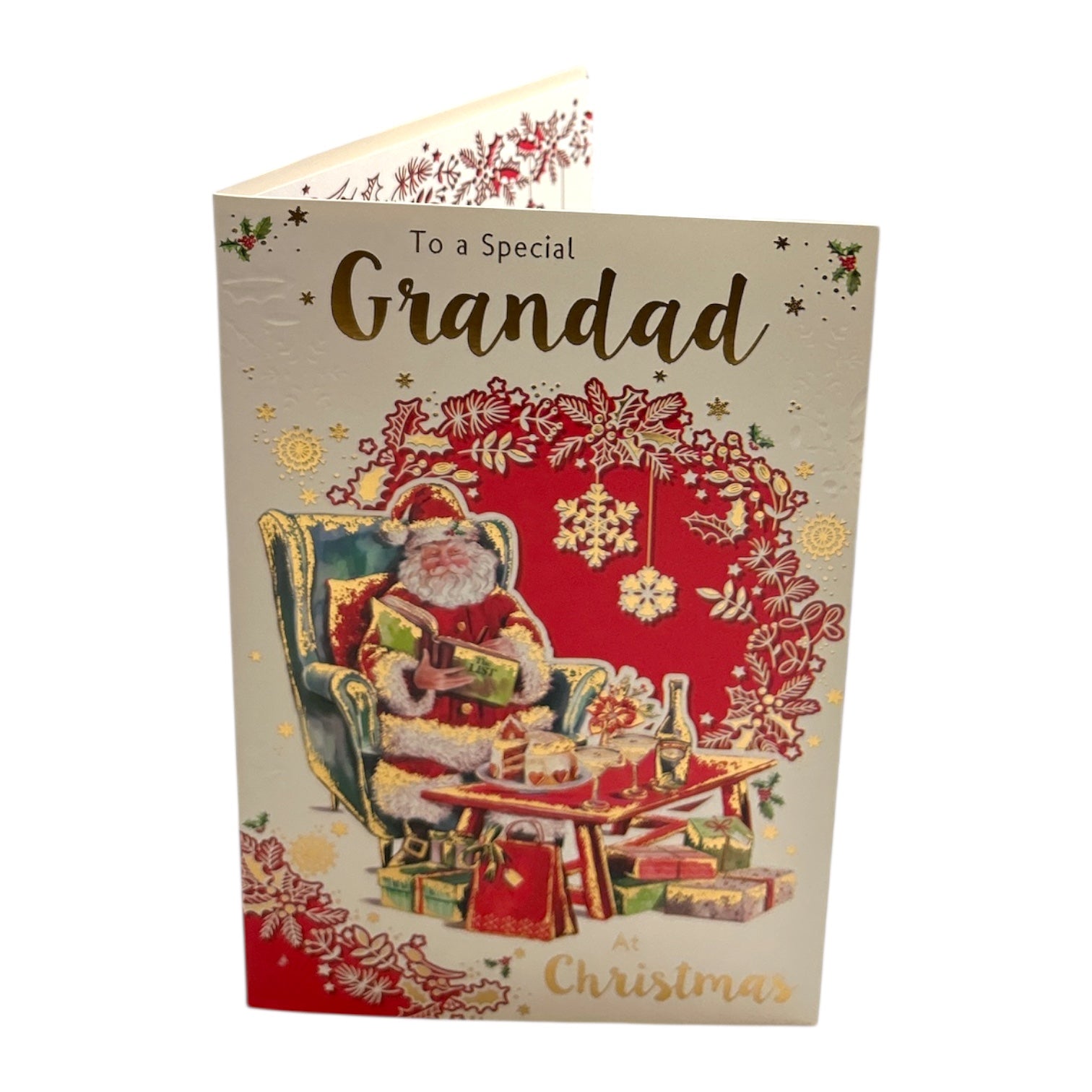 Santa Reading Book Design To a Special Grandad Christmas Card