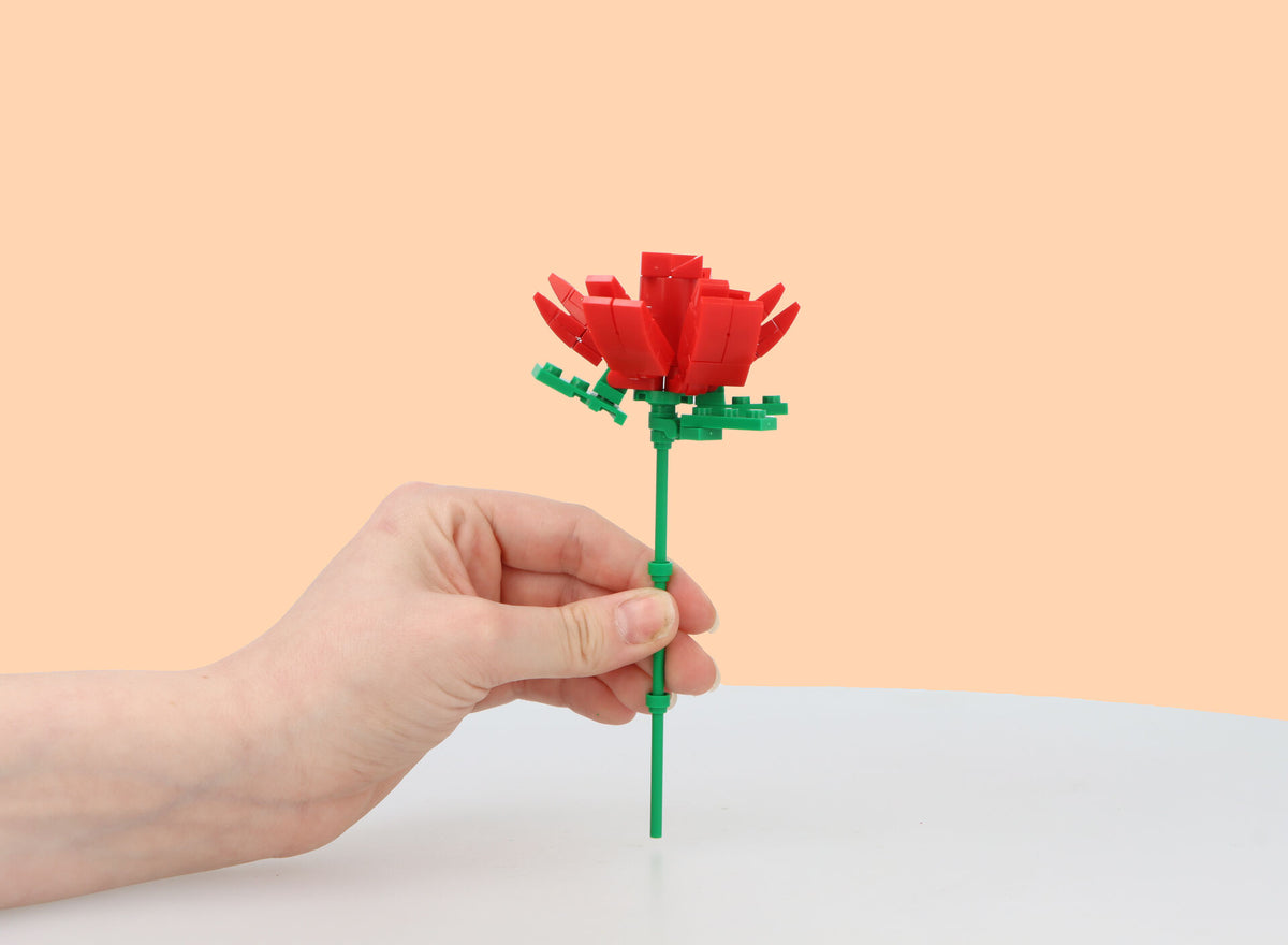 Single Flower Lego Block Kit - Creative Construction Toys Party Favours Stocking Fillers