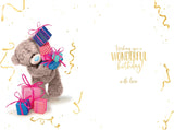 Bear Holding Lots Of Gifts 3D Photo Finish Keepsake Granddaughter Birthday Card