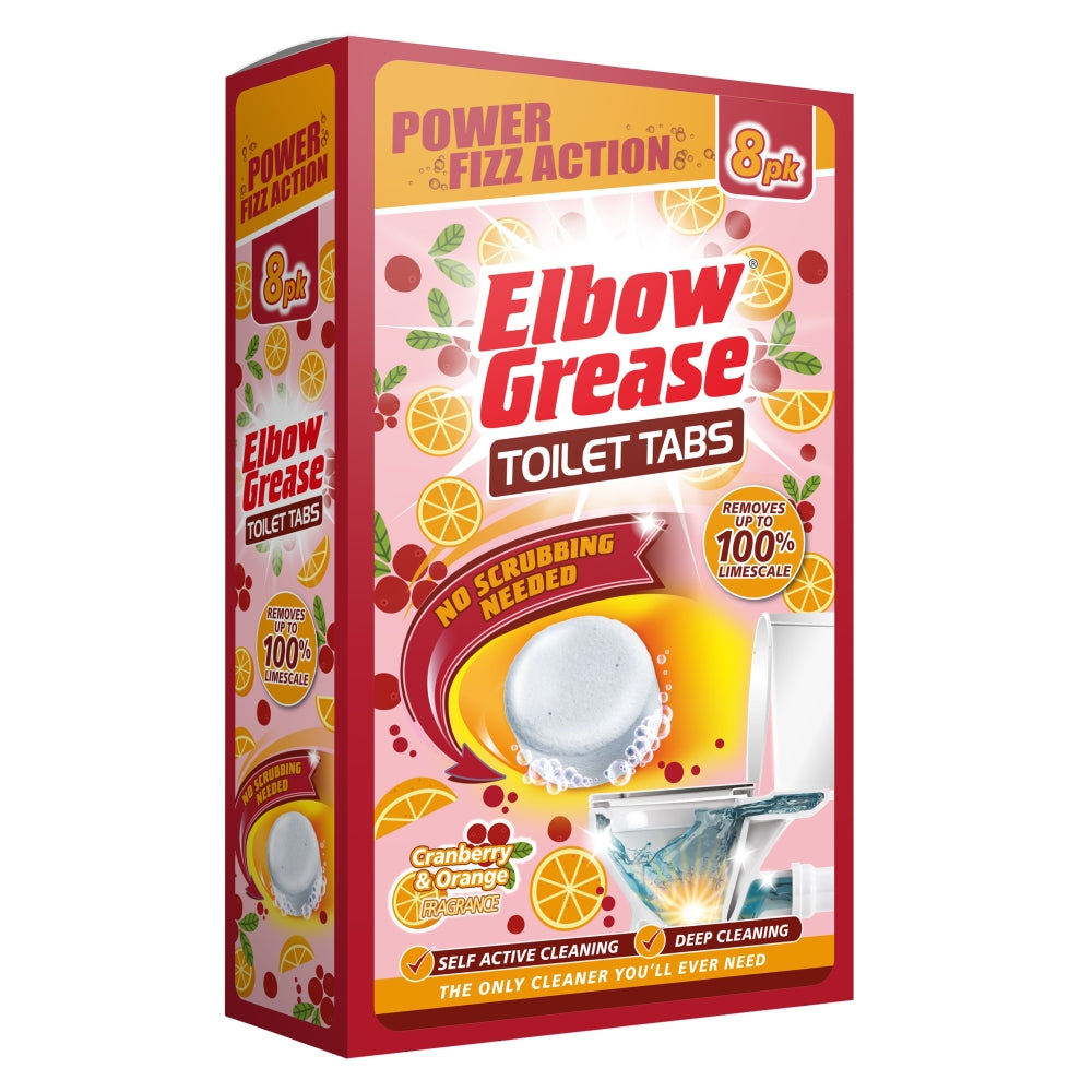Pack of 8 Elbow Grease Cranberry & Orange Toilet Cleaner Tabs 30g