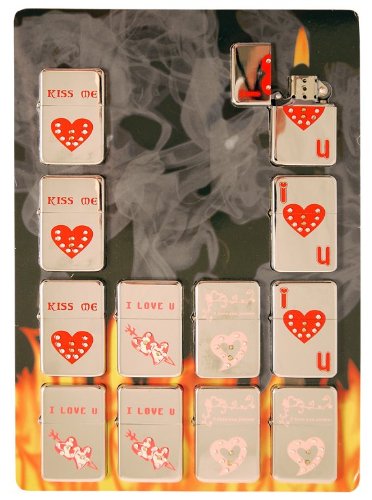 Love Heart Design Metal Petrol Lighter {DC}
