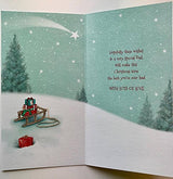 Fantastic Dad At Christmas Penguin With Gift Box  Glitter Xmas Card 