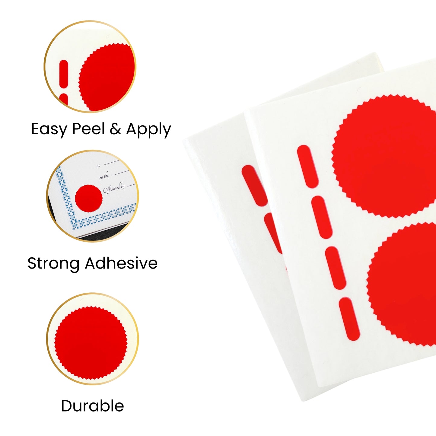 Pack of 6 Red Company Seal Labels 50mm