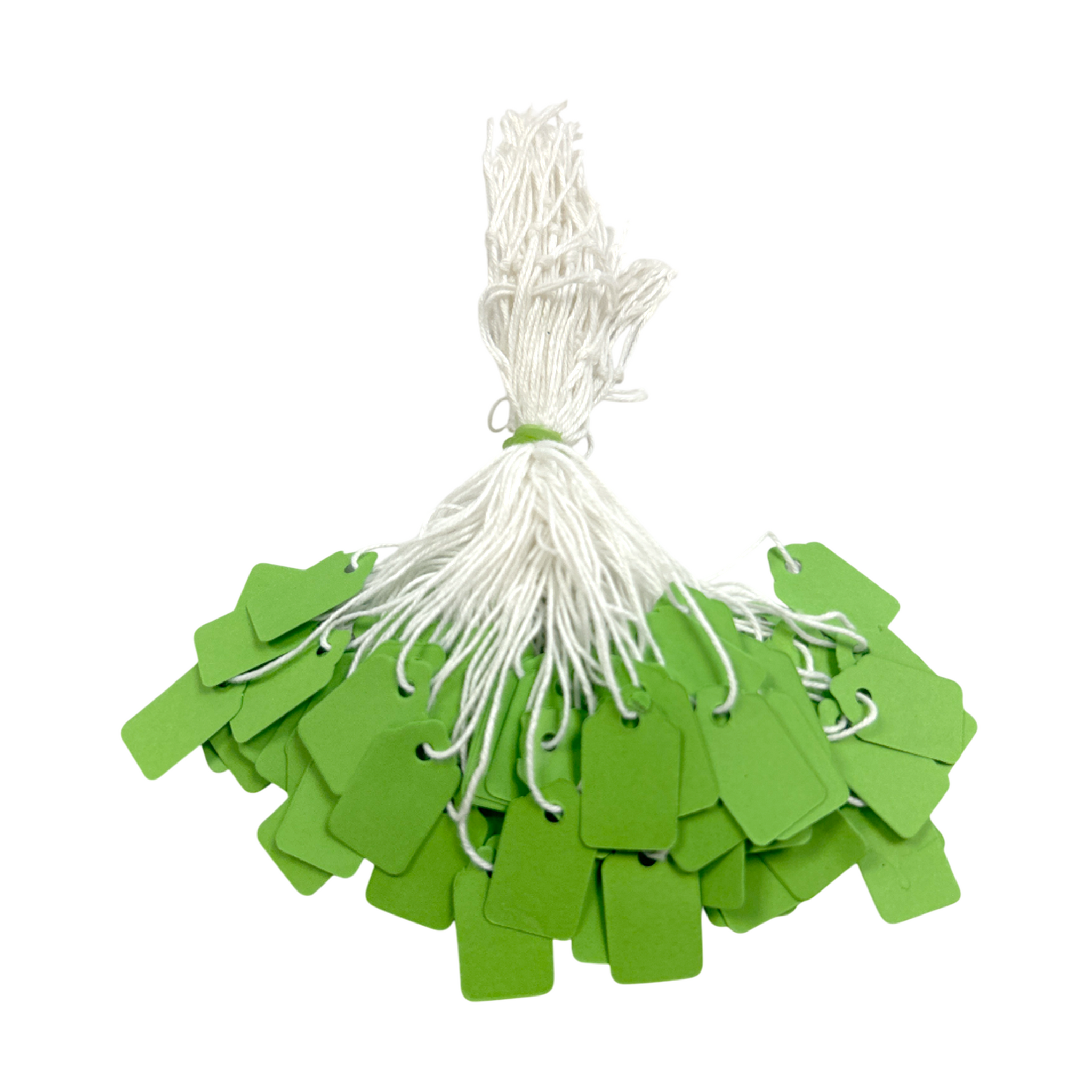 Pack of 200 Small Green Strung Tags 13 x 20mm