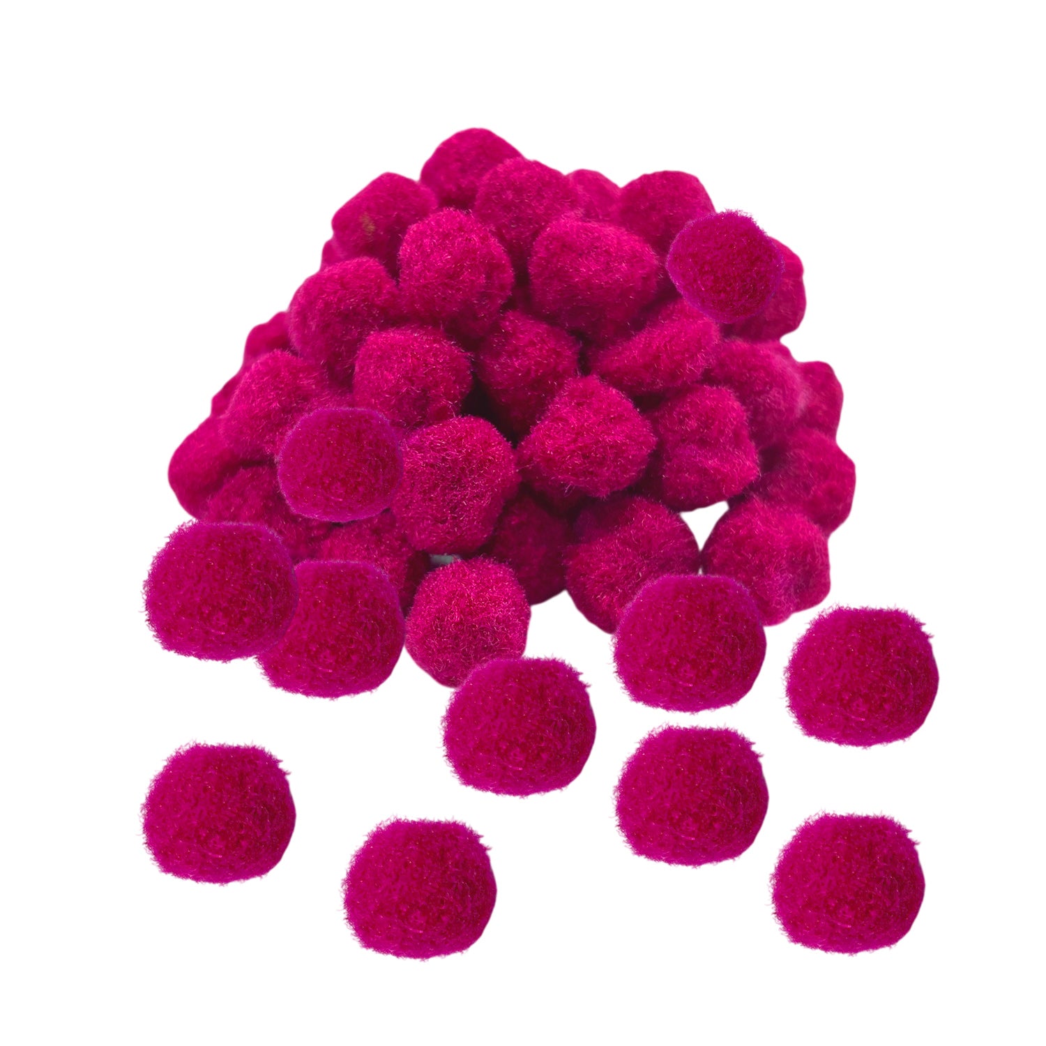 Pack of 50 Hot Pink Pom Poms 1.5cm – Soft Fluffy Craft Balls
