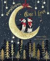 Penguins Standing On The Moon One I Love Luxury Boxed Handmade Christmas Card