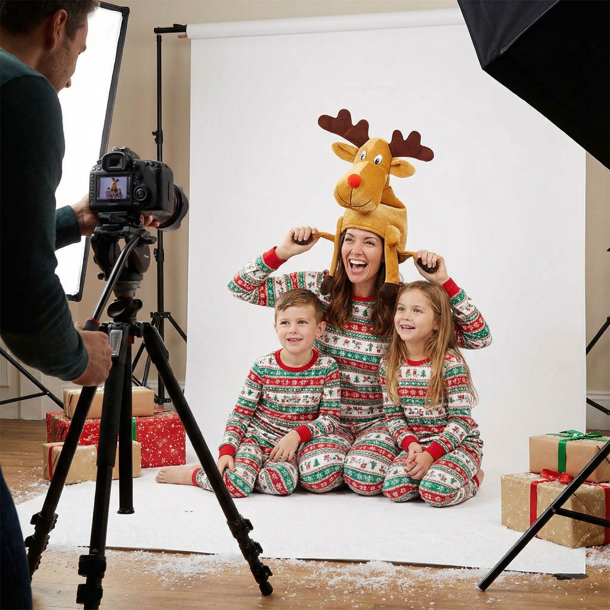 Adult Red-Nosed Reindeer Christmas Hat with Dangling Legs Funny Hat
