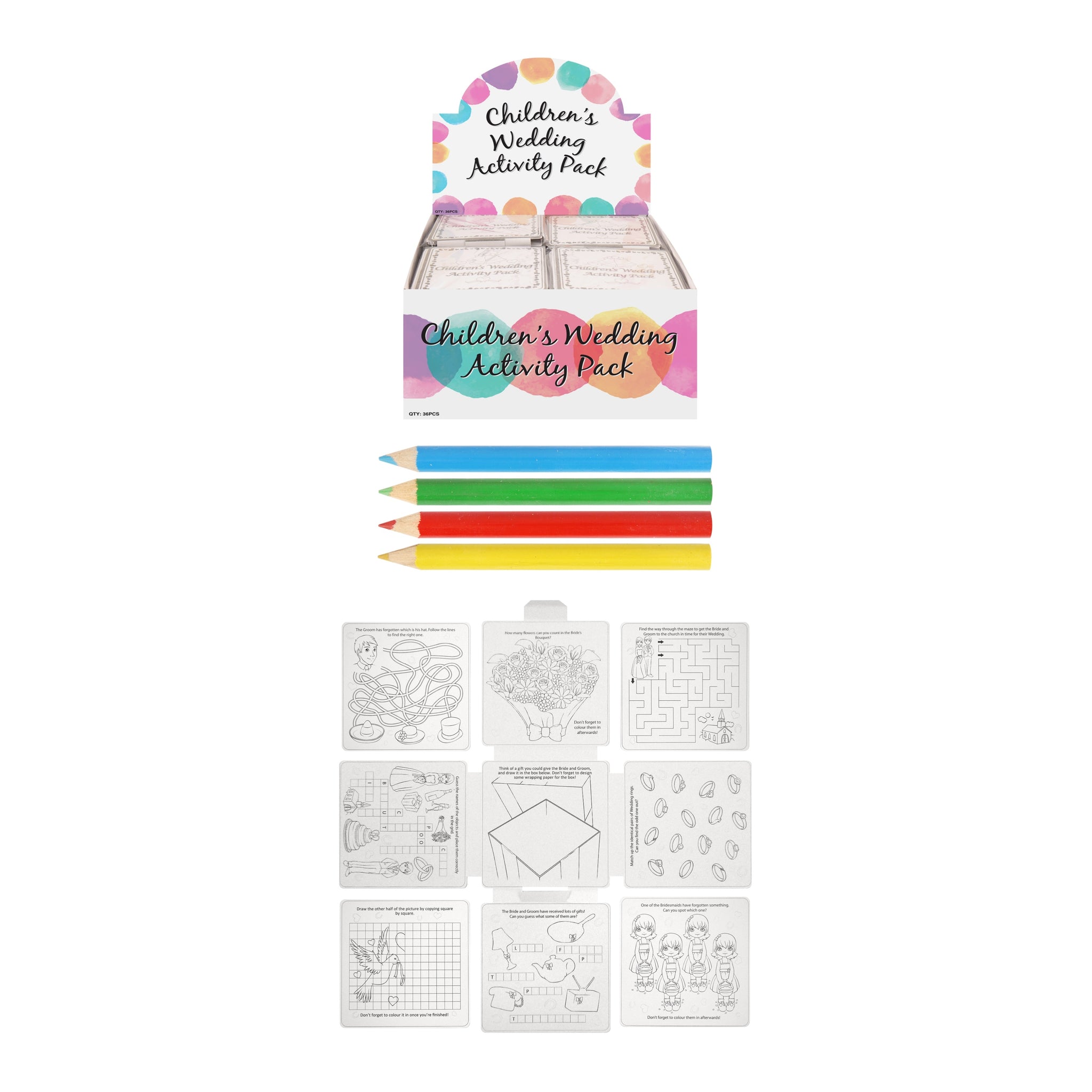 Wedding Childrens Activity Pack / Crayons Drawing Colouring Book Travel Games