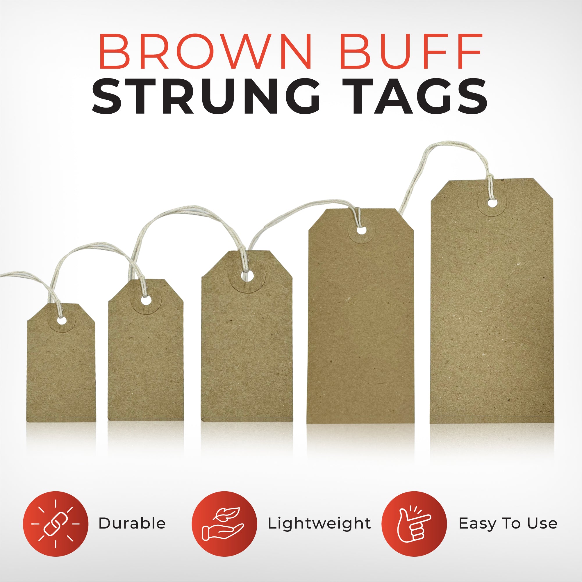 Pack of 50 Brown Buff Strung Tags 108mm x 54mm