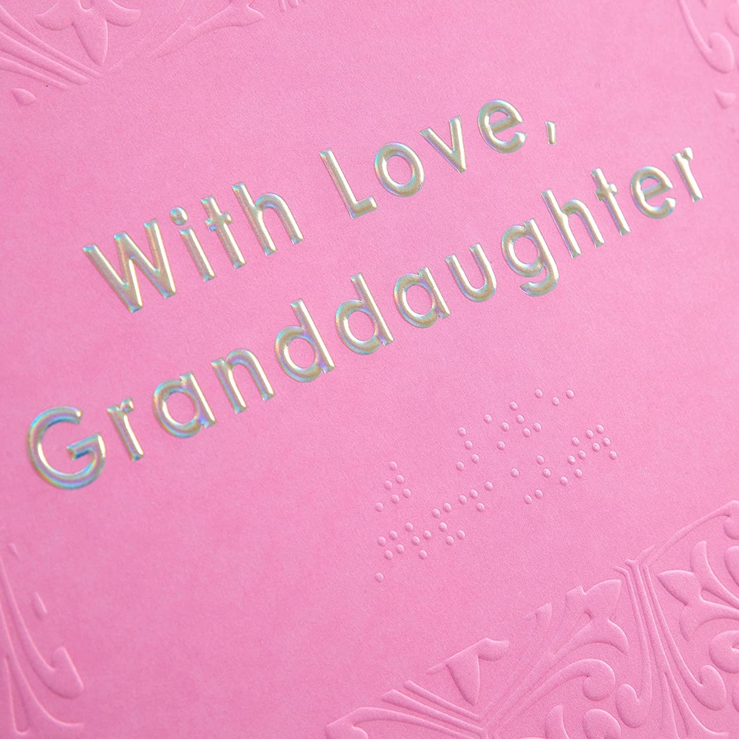 Contemporary Patterned Design Braille Birthday Card for Granddaughter