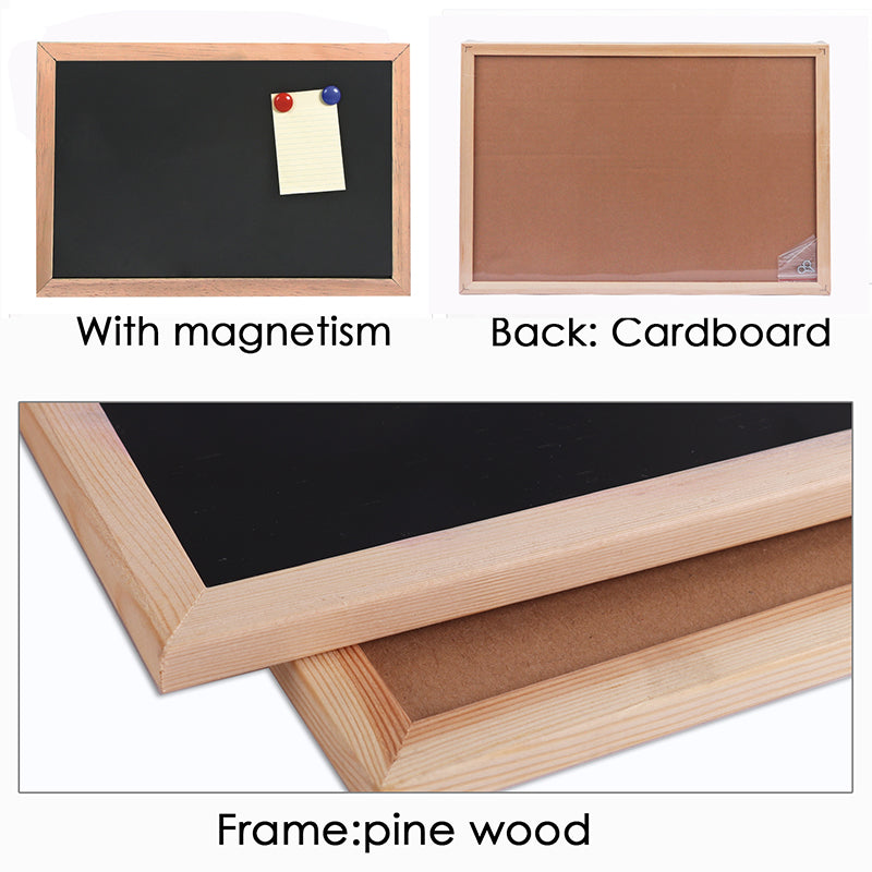 Wood Framed Magnetic Writing Black Board 30 x 40cm