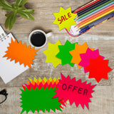 Pack of 40 Assorted Coloured Neon Fluorescent Stars 100 x 100mm