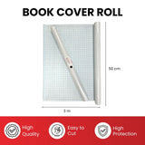 Janrax 50cm x 3m Clear Glossy CPP 0.06mm Thick Self-Adhesive Book Cover Roll