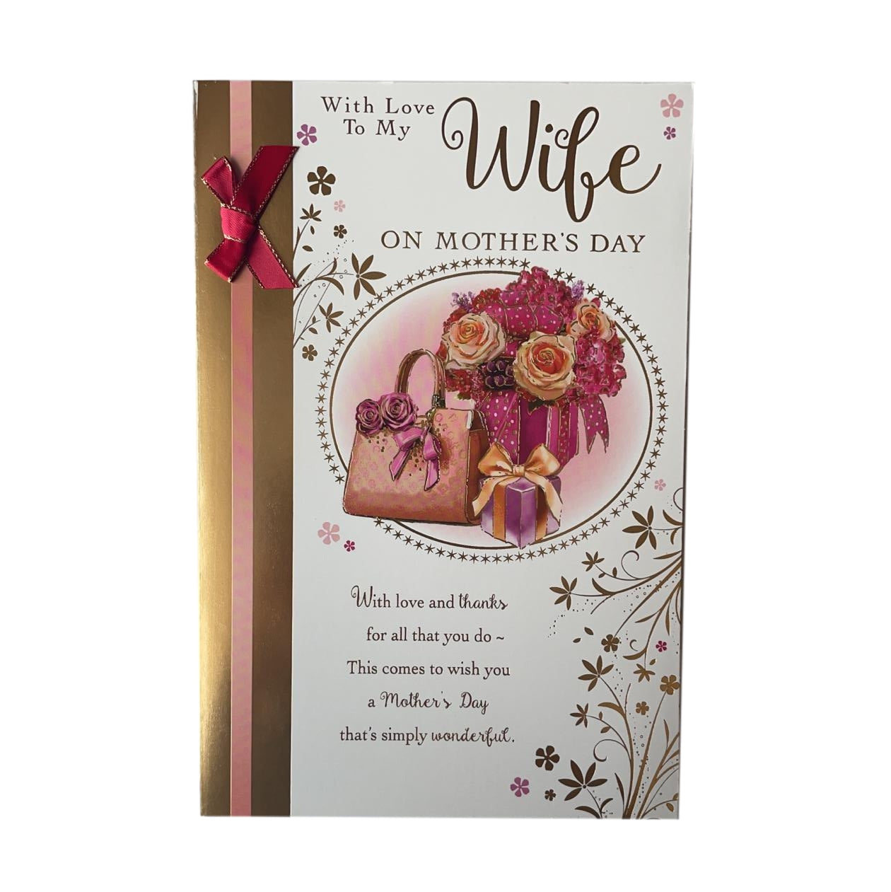 With Love To My Wife Purse And Flowers Design Mother's Day Card sentimental words