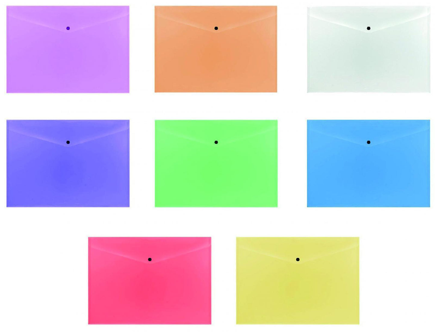 Pack of 12 Janrax A4 Assorted Document Wallets - Button Stud Folder